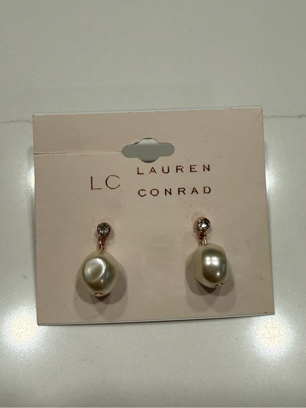 NWT!-LC Lauren Conrad Pearl Drop Earrings - Ivory Pearl with Gold Accents
